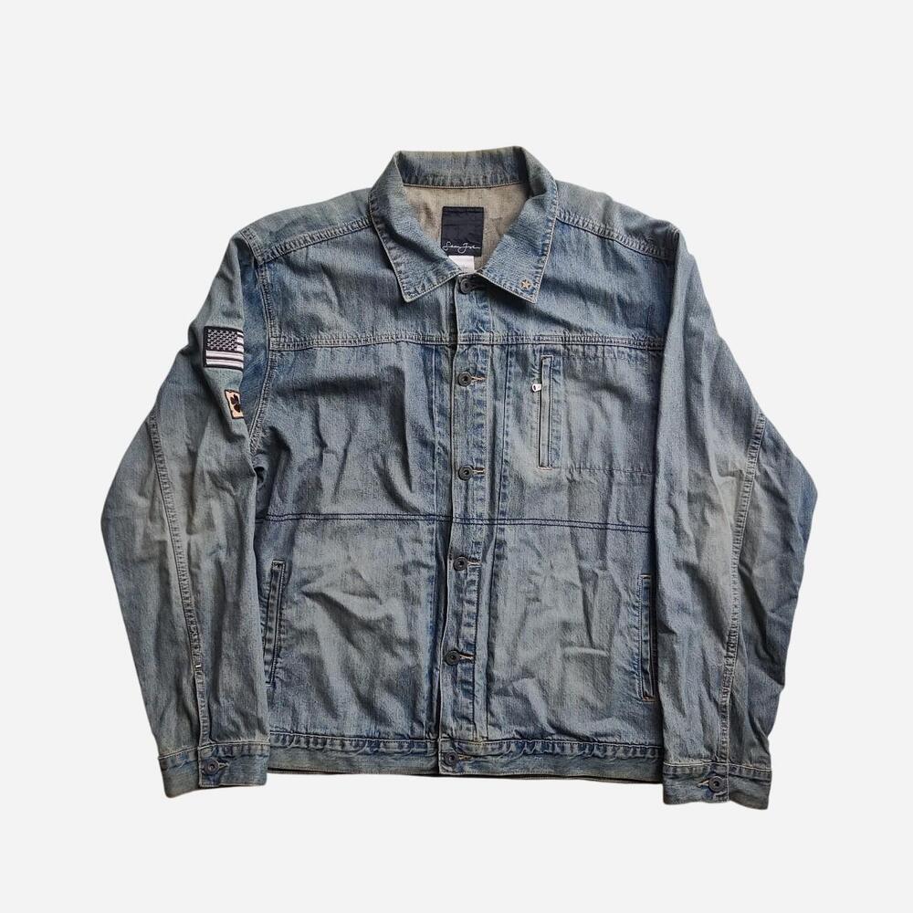 y2k Sean John denim jacket with embroidered details